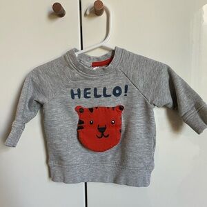 Baby “Hello” Sweatshirt with Flip-Up Tiger Design